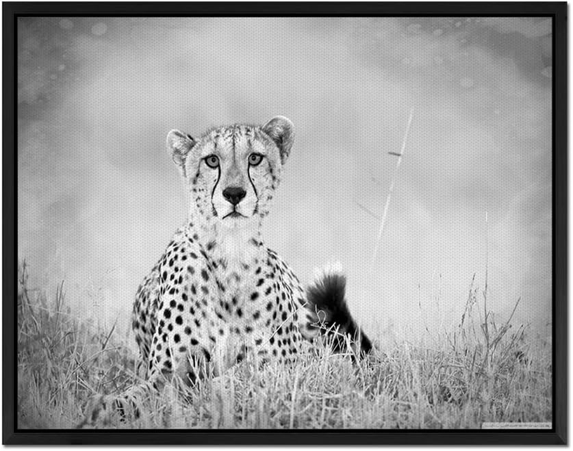 black and white cheetah painting