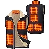 GOTOBI Canvas Heated Vest for Men with 16000mAh 7.4V Baterry Pack, 9 Zones Mens Heated Vest, Sherpa Lined