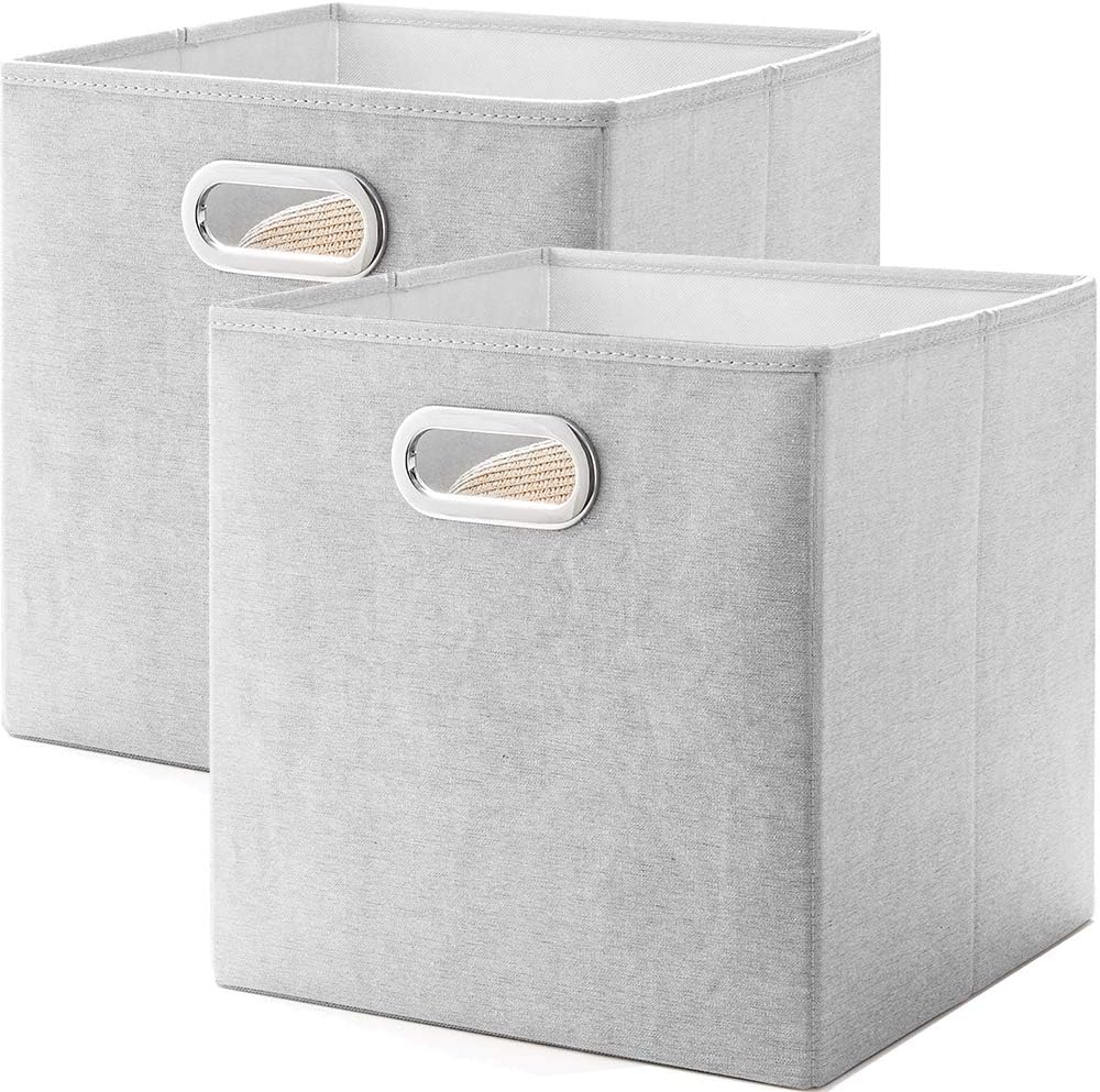 MEETMISS 12.6" Cube Storage Boxes Set Of 2, PolyesterCotton Fabric