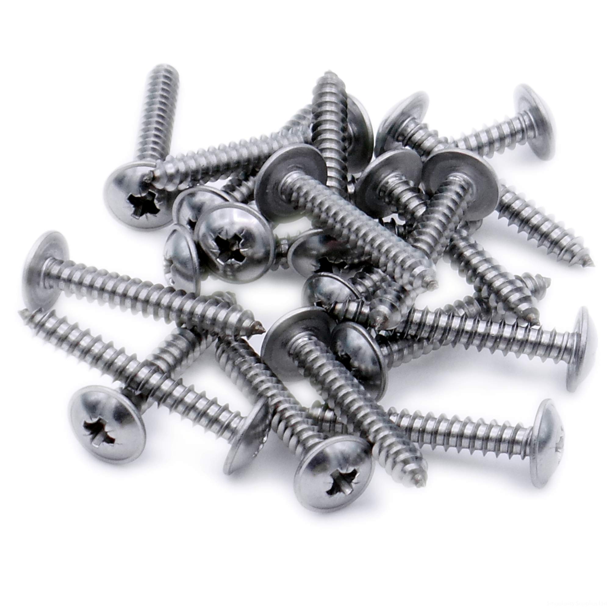 No.6 x 1.25 (3.5mm x 32mm) Pozi Flanged Self-Tapping Screw - Stainless Steel (A2) (Pack of 20)