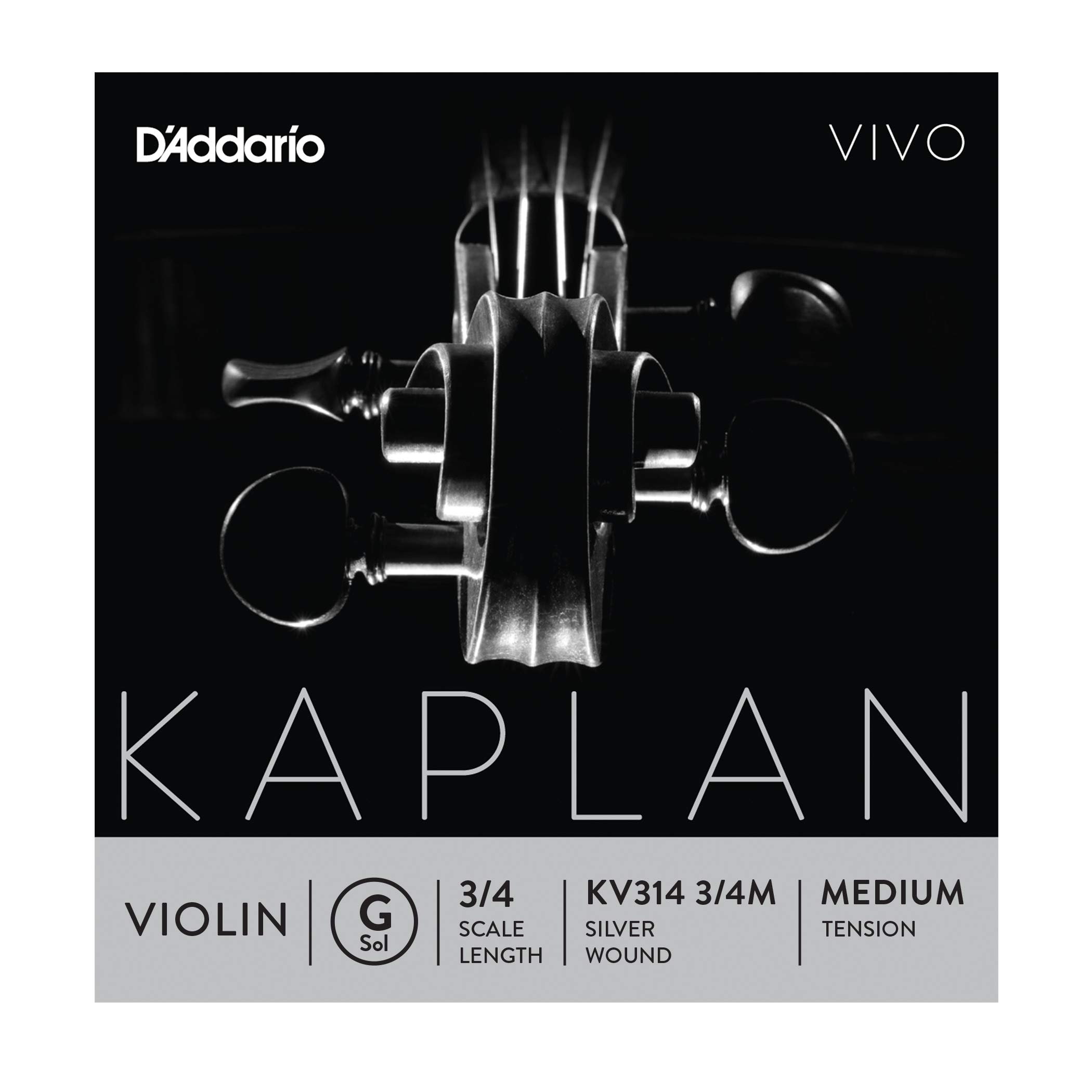 D'Addario Kaplan Vivo Violin String - Single G String - KV314 3/4M - Violin Strings - 3/4 Scale, Medium Tension
