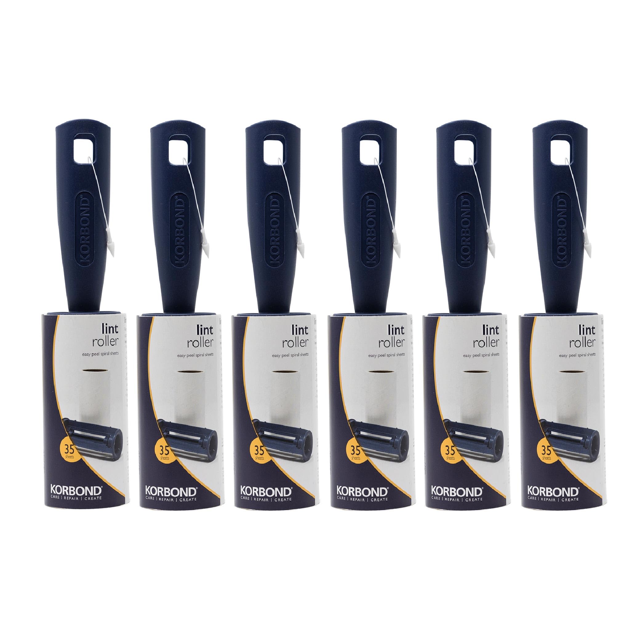 Korbond 6 Pack of 5m Lint Rollers – 210 Sticky Easy Peel Paper Sheets– Suitable for ALL FABRIC TYPES
