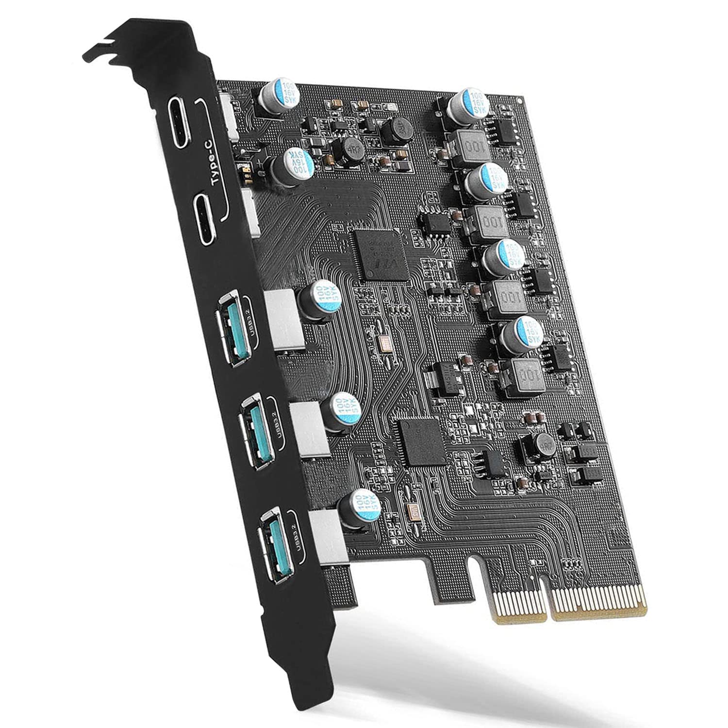 PCIe to USB 3.2 (USB 3.1) Gen 2 Card 10Gbps 5 Port PCI Express Expansion Card Internal Adapter for Desktop PC Support Windows 10/8/7/XP