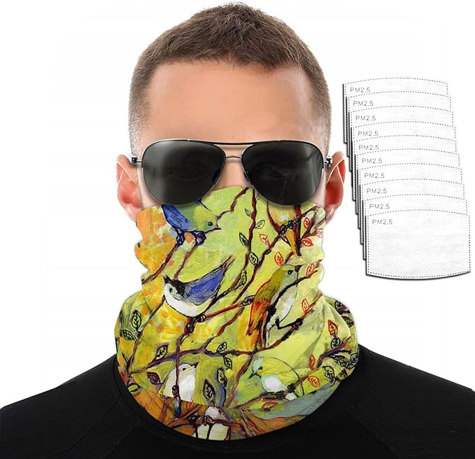 RHRFOL 16 Birds Neck Gaiter Masks Breathable Face Bandana Mask for Men & Women with 10 Filter at