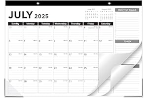 ATTITILL 2025-2026 Desk Calendar - Desk Calendar 2025-2026, Jul. 2025 - Dec. 2026, 17"x12" Desktop Calendar with Notes, Corner Protector, Ruled Blocks