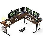 WALKINGDESK 75x61 Inches Reversible L Shaped Standing Desk, Height Adjustable with Cup Holder, Electric Corner Computer Works
