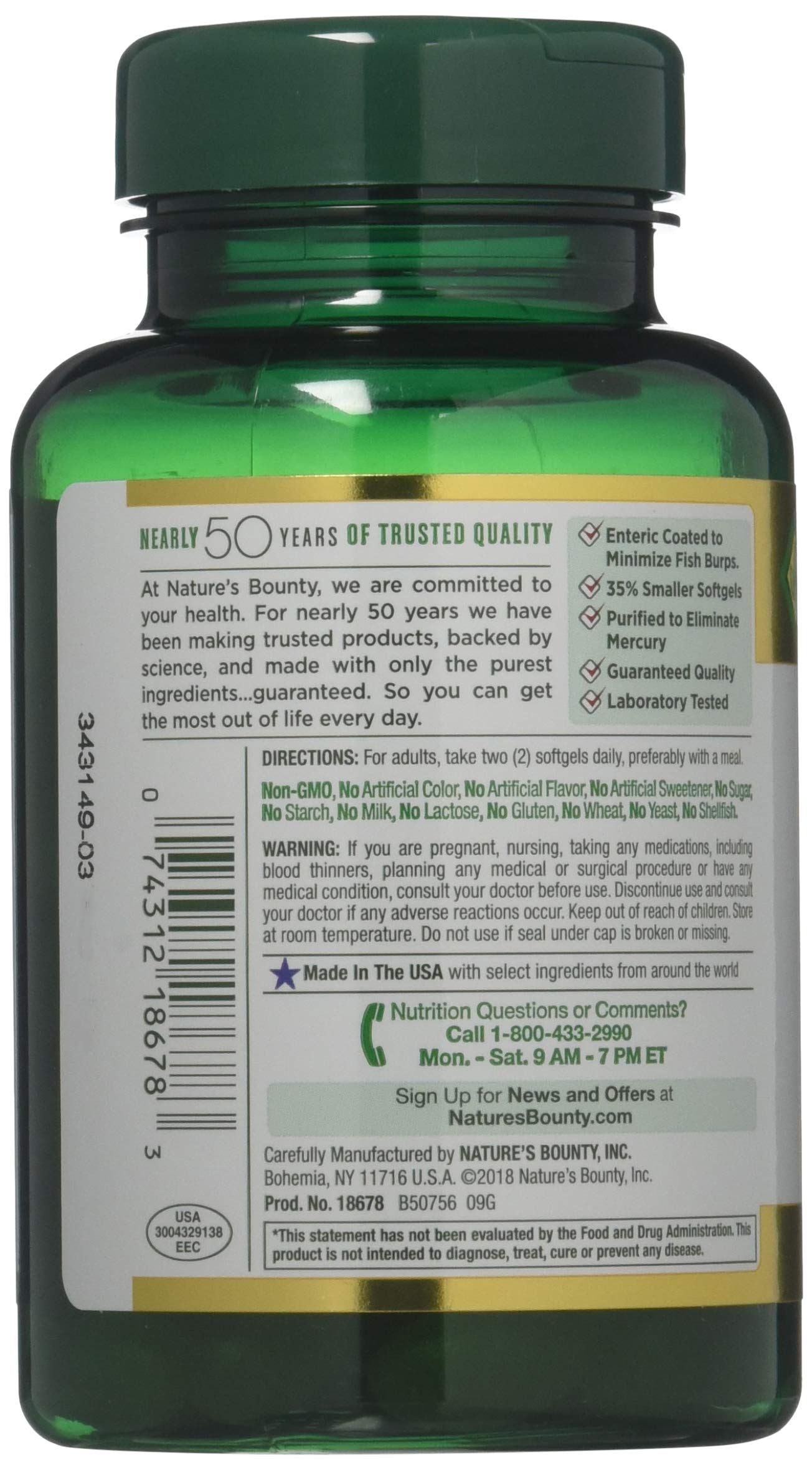 Nature's Bounty Fish Oil 1290 mg, 90 Mini Odorless Softgels Buy