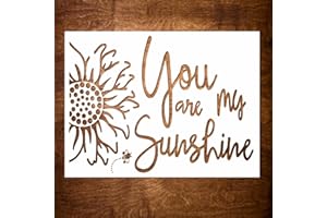 DLY LIFESTYLE You are My Sunshine Stencil for Painting on Wood, Canvas, Paper, Fabric, Walls and Furniture - Sunflower Stencil - 8x6 Inches - Reusable DIY Art and Craft Stencils - Flower Stencil