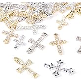 Craftdady Rhinestone Pendants Crystal Golden Dangle Earring Charms Bracelet Charms Platinum Cross Necklace Pendants for DIY Craft Jewelry Making