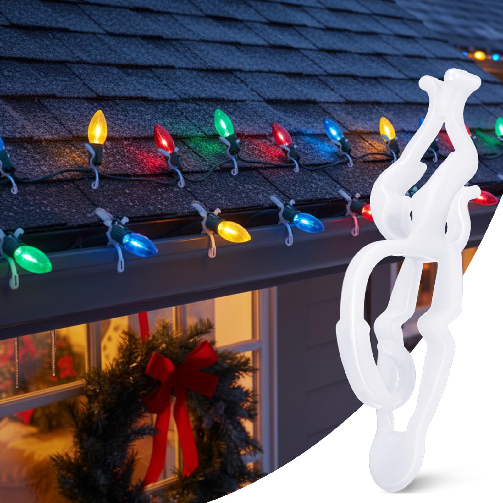 Photo 1 of Cinnvoice 50 Pcs Christmas Light Clips Holiday Light Clips for Gutters, Roof Indoor Outdoor Shingle, All Purpose Compatible with Mini, Icicle, Rope, C7, C9, LED