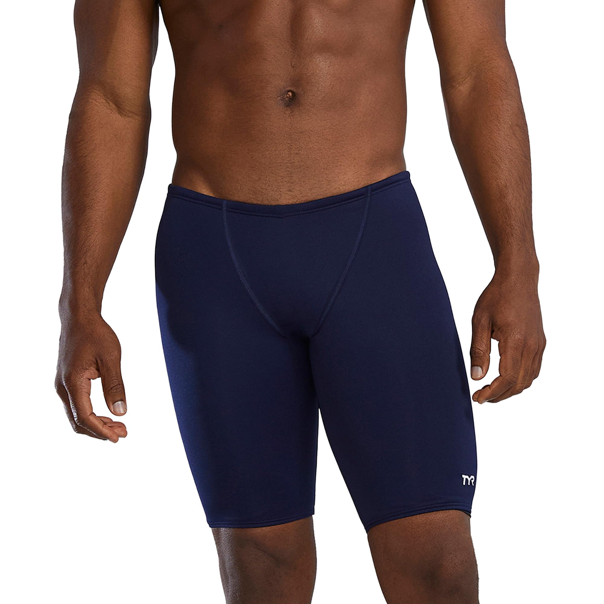 TYR Men's Durafast Elite Jammer Swimsuit for Racing and Training, Navy, Size 26 Image