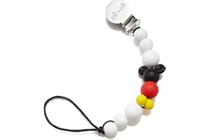 Ali+Oli Silicone Pacifier Clip for Baby (Mouse) 100% Food-Grade BPA Free Newborn Pacifier Holder Infant Binky Clip for Baby Boy or Girl