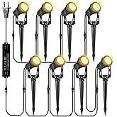ALOVECO Low Voltage Landscape Lights, 8 Pack LED Spot Lights Outdoor with 30W Transformer IP65 Waterproof, Plug in Outdoor Landscape Lighting for Yard Garden Tree House Flag Pathway (Warm White 2700K)