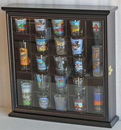 Buy Shot Glass Display Case Wall Cabinet With Glass Door Solid