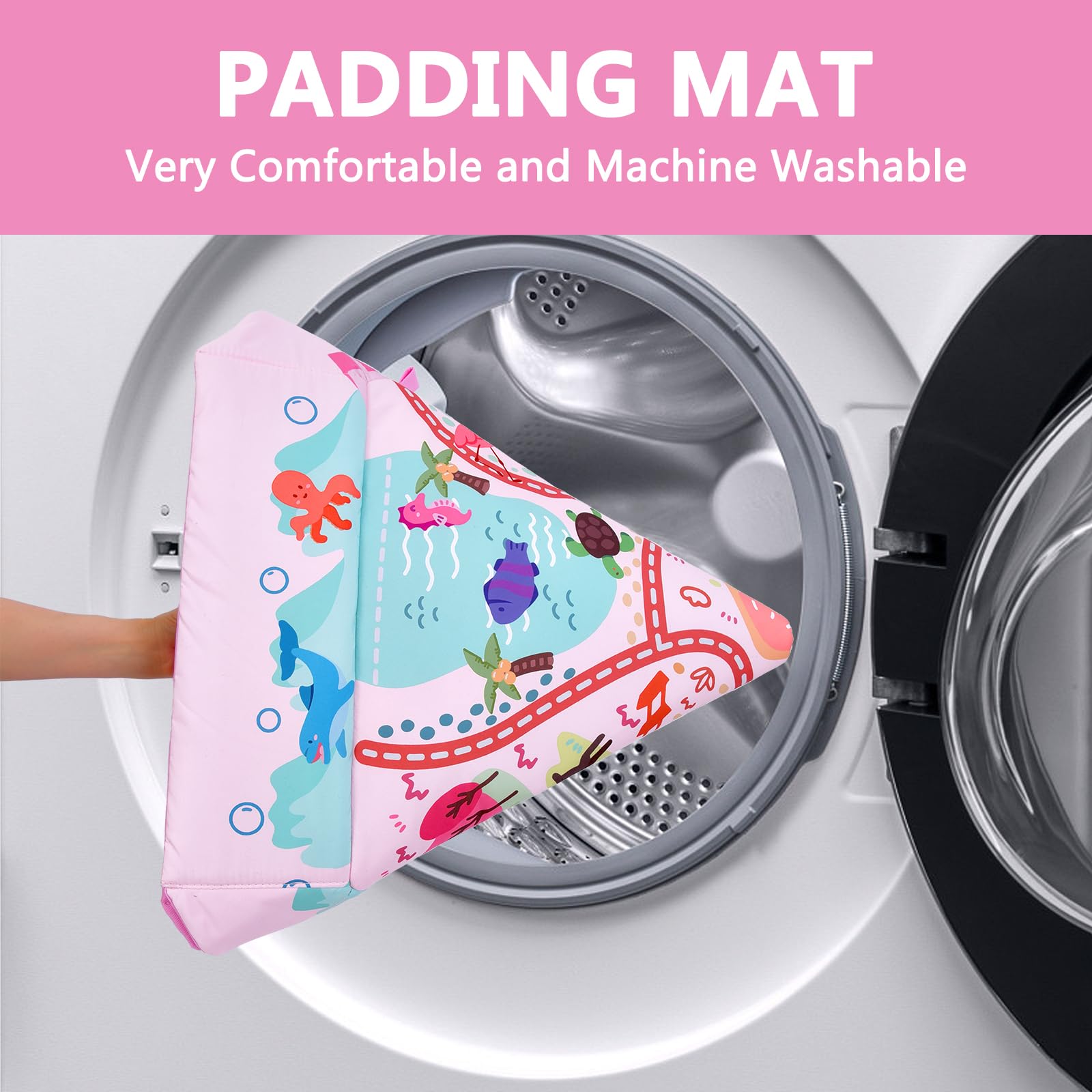 TFDER Baby Gym Play Mat, 8-in-1 Tummy Time Mat & Activity Gym, Washable Ball Pit, Infant Play Mat with Detachable Toys for Sensory Exploration and Motor Skill Development