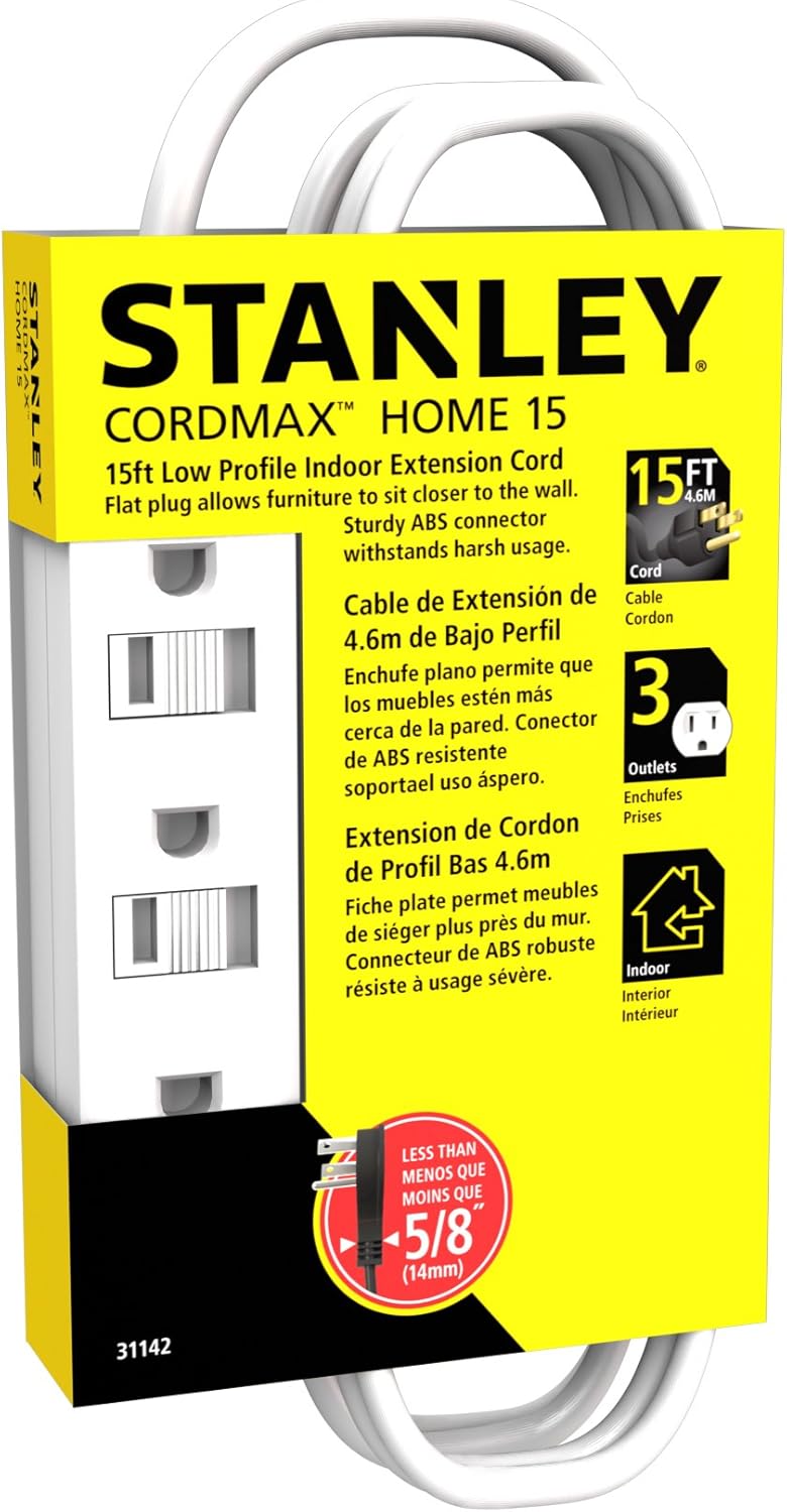 Stanley 31142 NCC31142 CordMax 15Foot 3Outlet Indoor Extension Cord