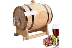 Oak Aging Barrel,Mini Whiskey Barrels with Wood Stand, Bung & Spigot,1L Whiskey Barrel Dispenser,Table Home Bar Decor Display