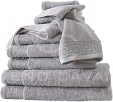 GC Gaveno Cavalia Greek Key Bath Sheets 80x140 cm 2 Pack Grey 500 GSM view 5