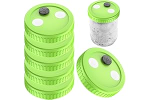 6pcs Wide Mouth Liquid Culture Lid Food Grade Plastic Fermentation Mason Jar Lid with 0.22um PTFE Synthetic Filter Paper Stic