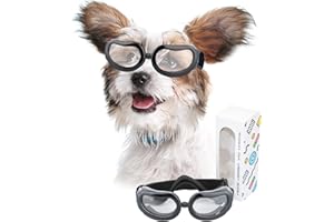 PETLESO Dog Goggles Small Breed, Dog Sunglasses Small Breed Eye Protectie Goggles for Small Dogs Outdoor Riding Driving, Clea
