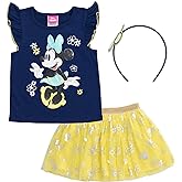 Disney Minnie Mouse Girls T-Shirt Skirt and Headband 3 Piece Outfit Set Toddler to Big Kid