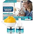 VICSOM Cat Calming Diffuser Kit, Cat Pheromones Calming Diffuser for Cat, 3-in-1 Cat Calm Plug in Kit with 1 Diffuser + 2 Refill, 60 Days Anti Anxiety Relief Stress Effect