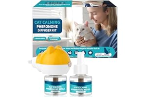 VICSOM Cat Calming Diffuser Kit, Cat Pheromones Calming Diffuser for Cat, 3-in-1 Cat Calm Plug in Kit with 1 Diffuser + 2 Refill, 60 Days Anti Anxiety Relief Stress Effect