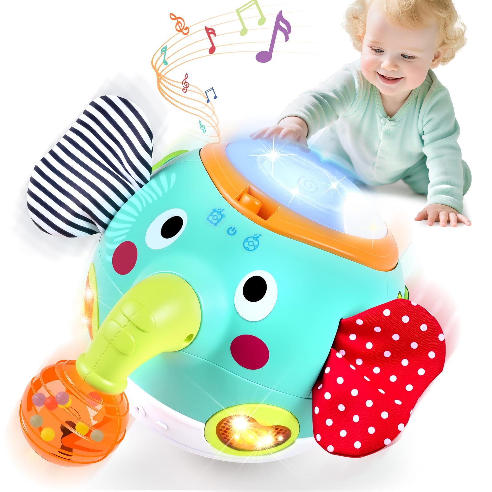 Photo 1 of Crawling Toys - Baby Toys 6-12 Months, Elephant Musical Toy with Lights & Sounds, Interactive Learning Baby Crawling Toys for Motor Skills Development, Sensory Toys for Boys Girls, Christmas Birthday
