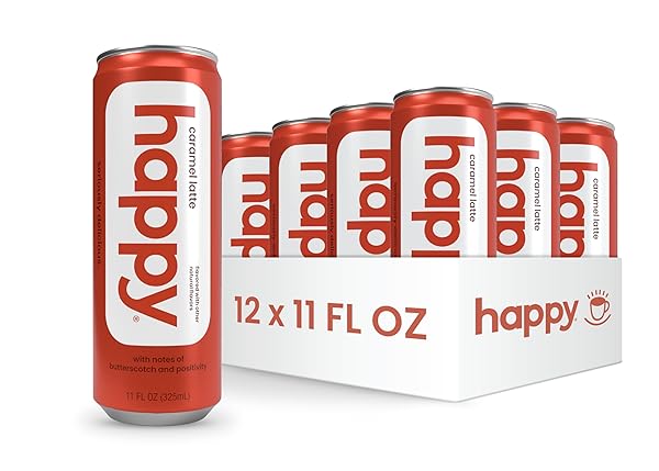 HAPPY COFFEE CANNED CARAMEL LATTE, 11 OZ. CANS,...