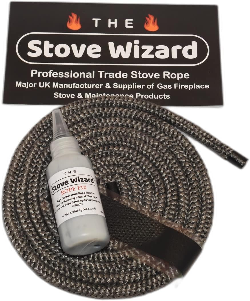 The Stove Wizard Stove Rope Kit 8mm x 2.5m with 50ml Adhesive UK Made