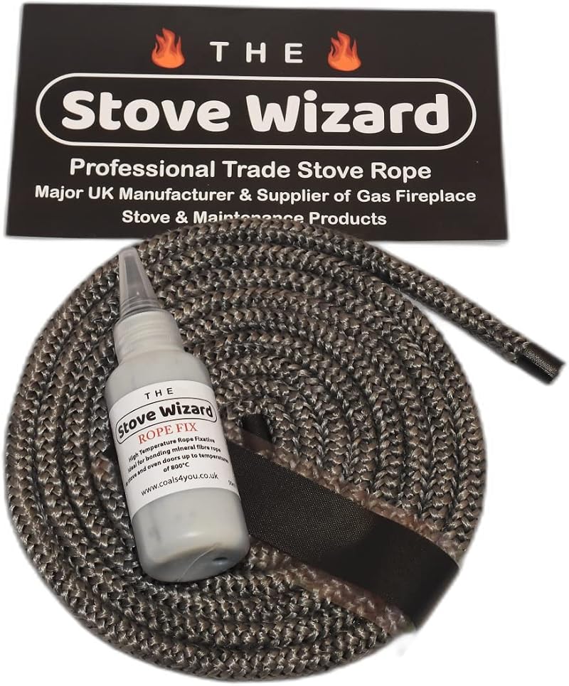 The Stove Wizard Stove Rope Kit 8mm x 2.5m with 50ml Adhesive UK Made