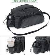 HOMPER Cycle Saddle Rear Rack Pannier Bag 11L with Shoulder Strap Black view 5