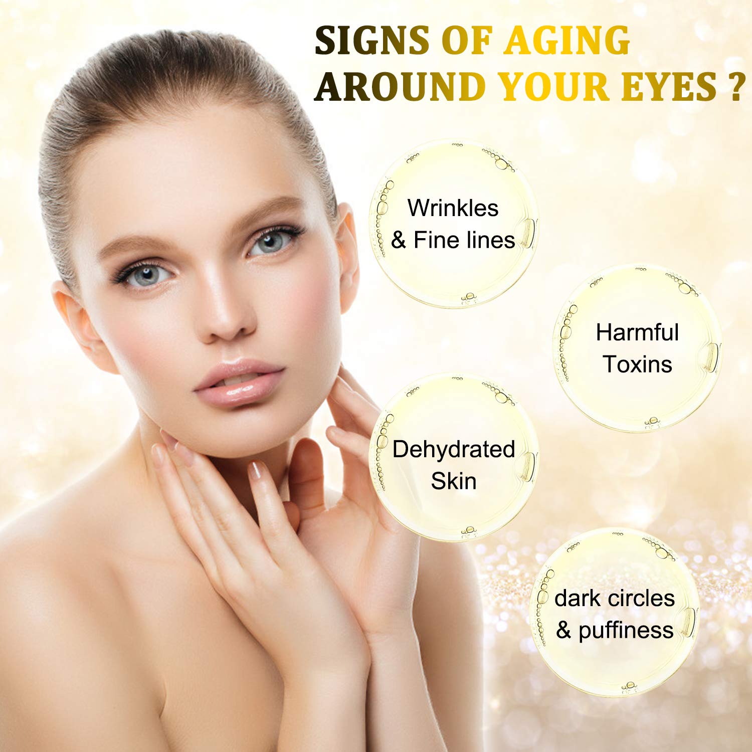 POSTA Gold Eye Mask, 20 Pairs Eye Treatment Mask With Collagen, Under Eye Mask Treatment for Puffy Eyes, Dark Circles Corrector, Used for Eye Bags, Anti Aging Patches Luxury Gift for Women and Men : Beauty