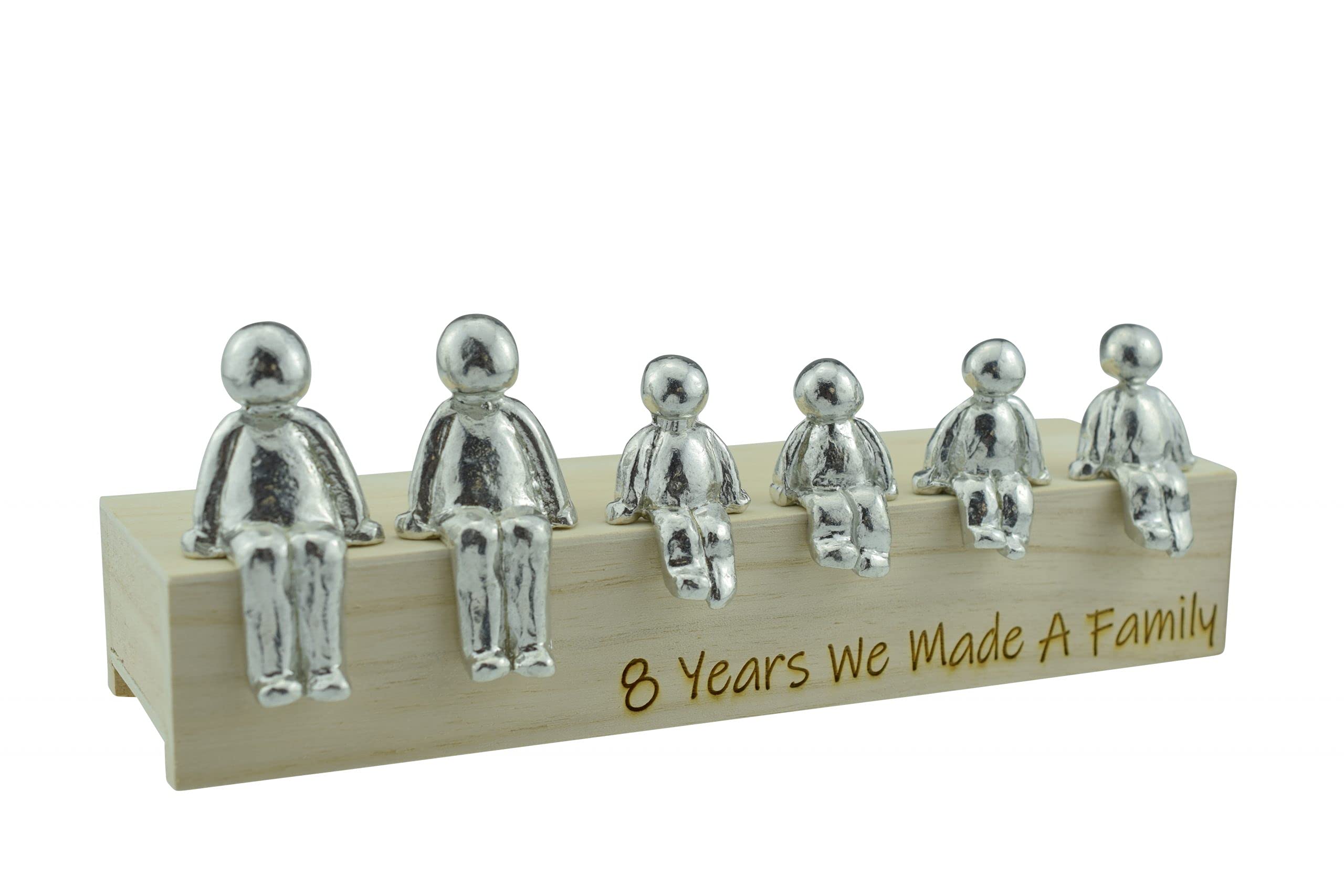 8th Anniversary Idea - 8 Years We Made A Family Metal Ornament - Choose Your Family Combination Box & Woodgrain May Vary(4 children)