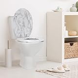 Anika Marble Effect Toilet Seat, Chrome Hinges, Standard Fit 43x37.5cm view 4