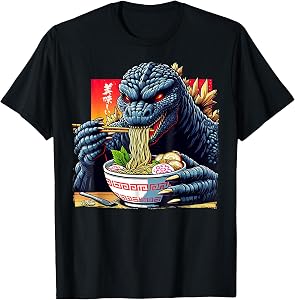 Funny Kaiju Eating Ramen Japanese Monster Lover Birthday T-Shirt