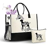 InnoBeta Vizsla Gifts Canvas Tote Bag with Top Zipper Closure and Shoulder Strap for Birthday, Mother's Day, Christmas