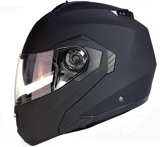 title=Casco MODULARE per Moto con Integrale Doppia Visiera- Nero Opaco- L (59-60cm)