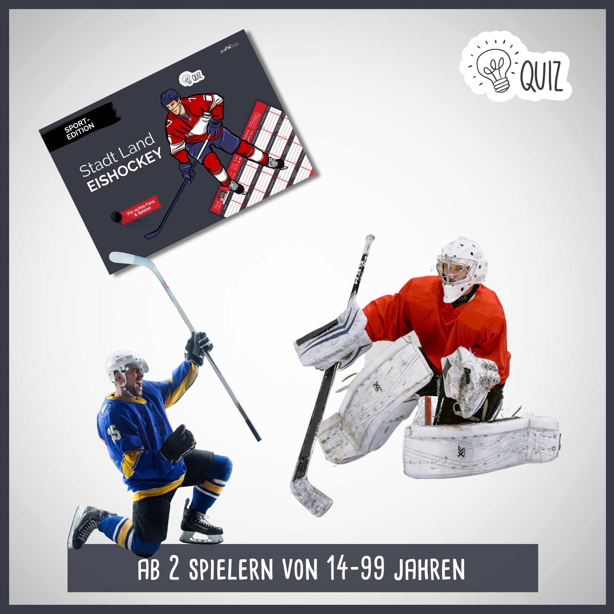 Stadt Land Eishockey by snaPmee - Geschenk für Spieler, Trainer & Fans - Quiz Spiel - 50 Blatt Din-A4 4
