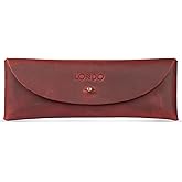 Londo Genuine Leather Retro Pen and Pencil Case - Metal Snap Fastener, Pencil Pouch Stationery Bag