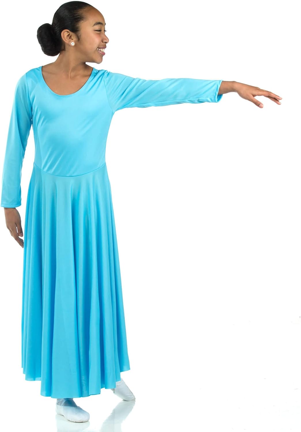 Danzcue Girls Praise Loose Fit Full Length Long Sleeve Dance Dress: Clothing