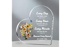 Christian Gifts for Women, Bagvhandbagro Inspirational Bible Verses Decor Religious Gifts, Scripture Gifts Set for Women Men Friends Acrylic Paperweight, Bible Tabs, Leather Bookmark and Greeting Card