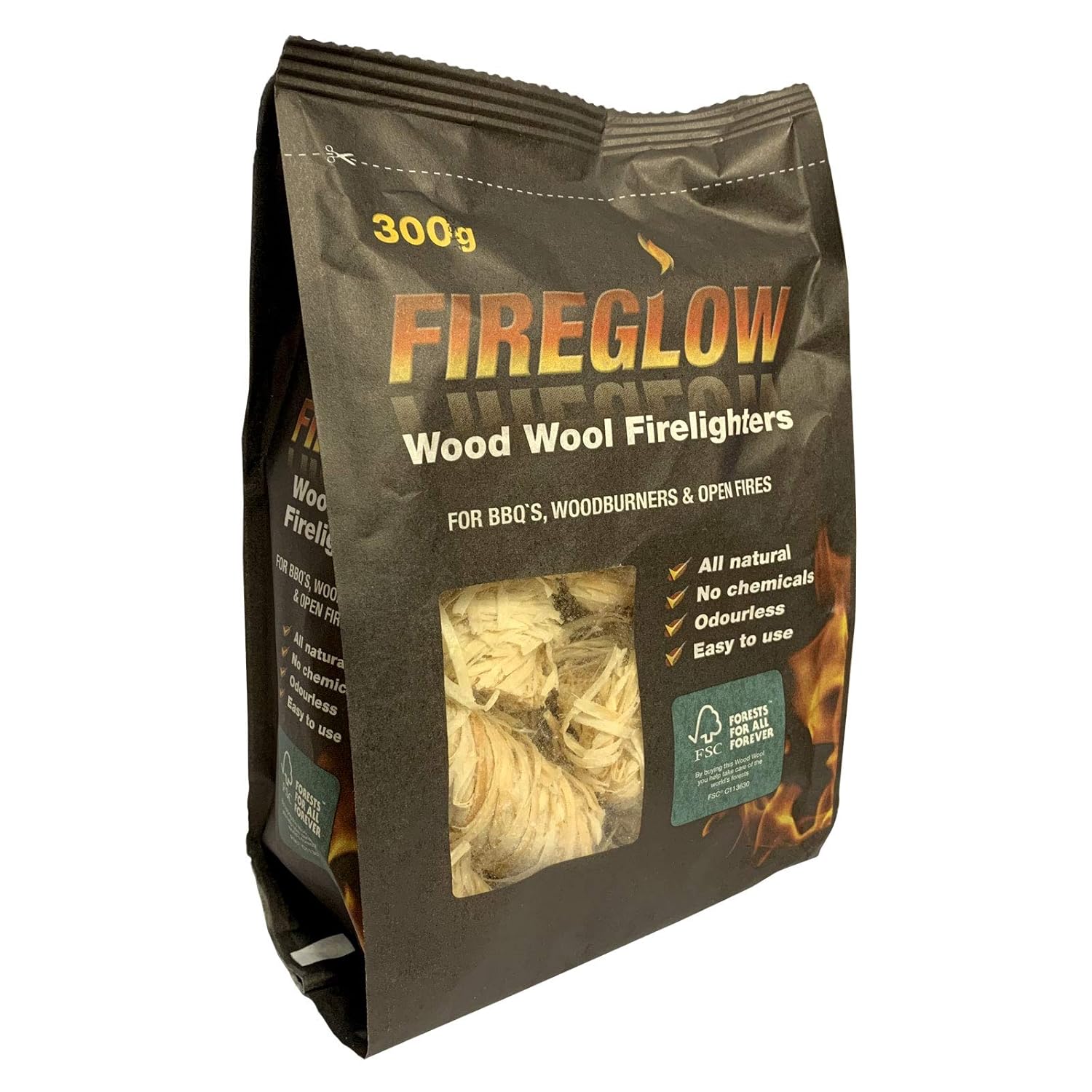 Tiger Tim Fireglow 4 x 300g Wood Wool Firelighters Natural Eco