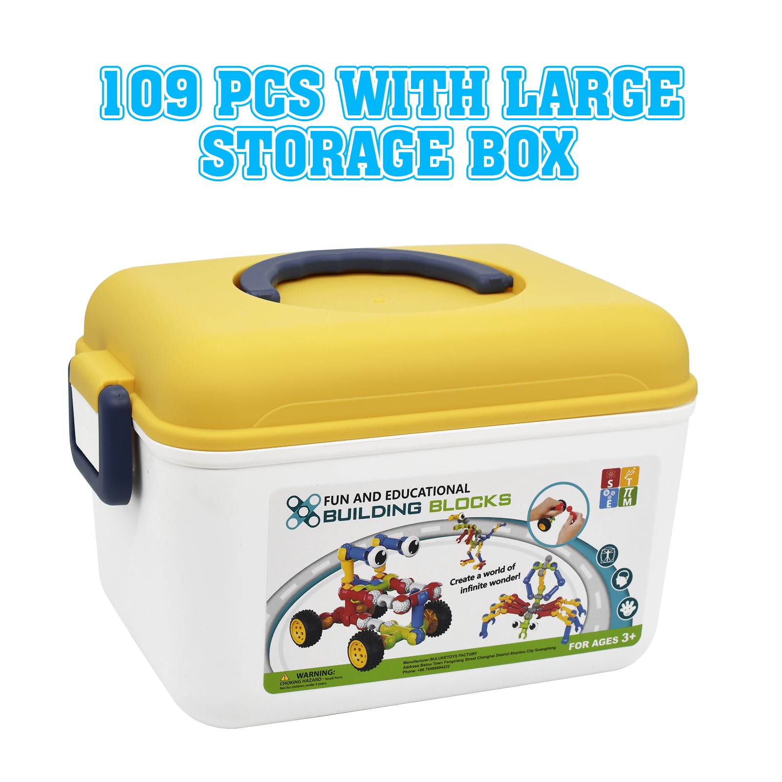 Building Toys,109 Piece STEM Toys for Kids Ages 3 4 5 6 7 8 9 10 11 12 Years Old Boys and Girls Christmas Birthday Gifts Children Building Blocks Creative and Educational Kids Toys Projects