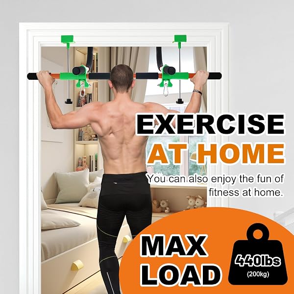 DOORWAY SWING FOR KIDS & DOOR PULL UP BAR FOR ADULTS, INDOOR KID SWING WITH 4 ACCESSORIES, MULTI-FUNCTION DOORWAY GYM, FITS DOOR FRAME 24.41-30.51” W X 3.94-6.69” THICKNESS (ORANGE)