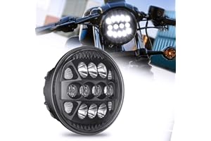SUPAREE 5-3/4” 5.75 Inch LED Headlight for Dyna Street Bob Super Wide Glide Low Rider Night Rod Train Softail Deuce Sportster Iron 883