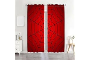 DOTOOMA 41x84Inches Red Spider Web Curtains Cartoon Kids Girls Boys Nursery Bedroom Living Room Home Semi Sheer Window Treatm