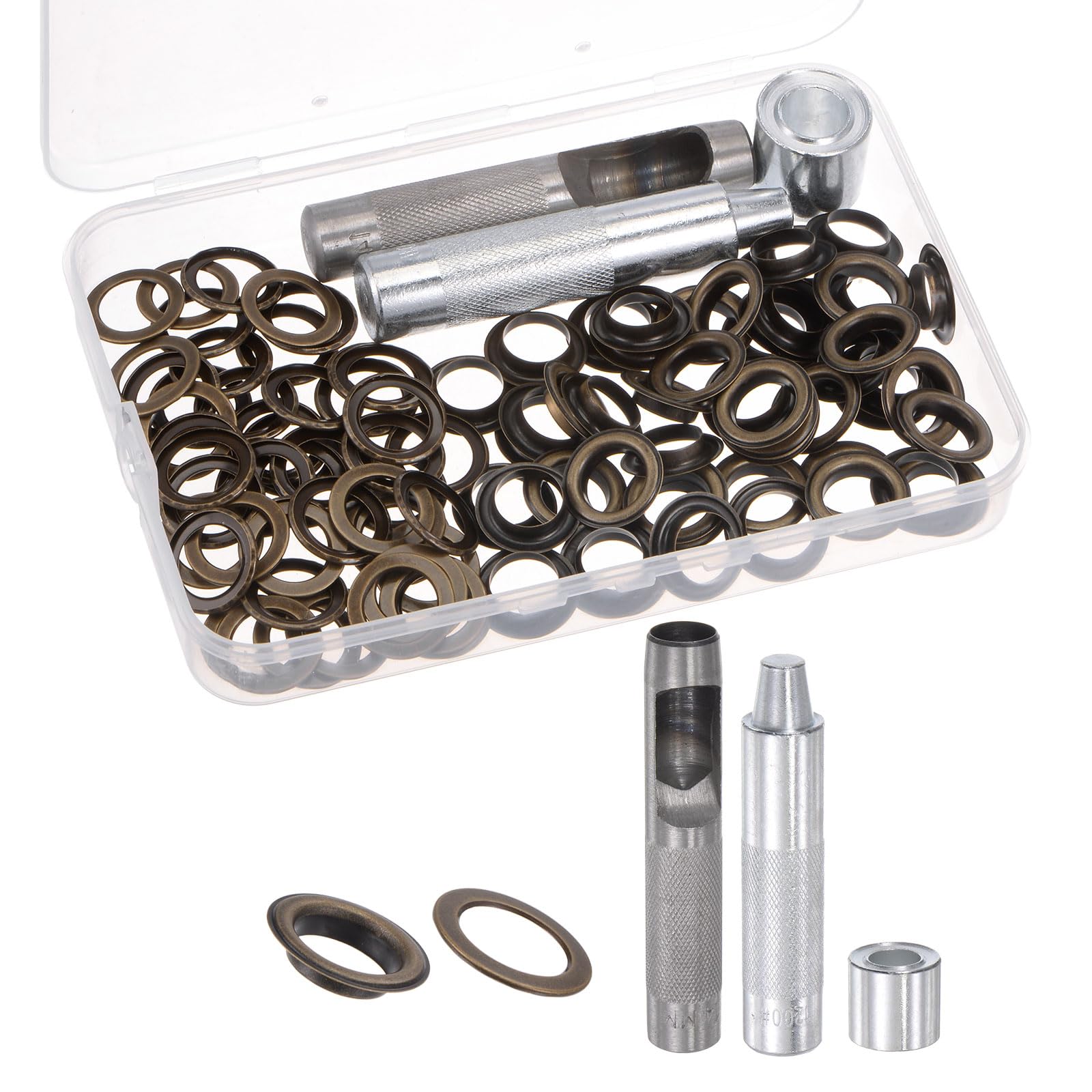 Kozelo 50 Sets Grommet Eyelets - [ 14mm x 22mm ] Copper with Setter Tools for Shoes Clothes Use | Bronze