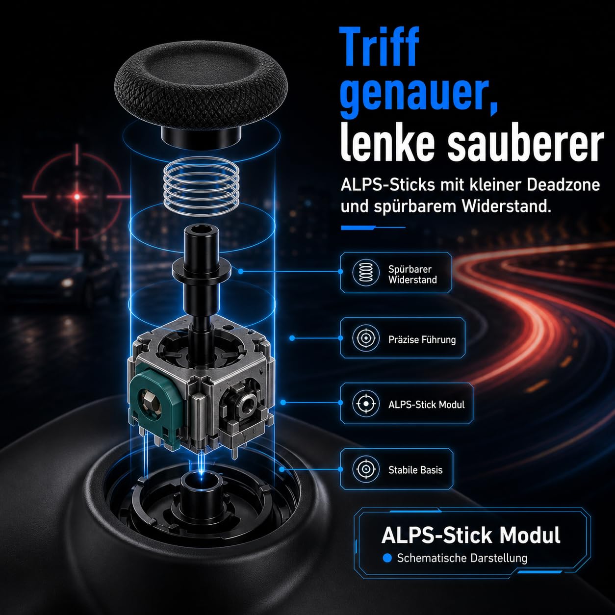 Wireless für PS4 Controller,Programmierbaren Tasten Turbo,ALPS-Sticks Blau 2