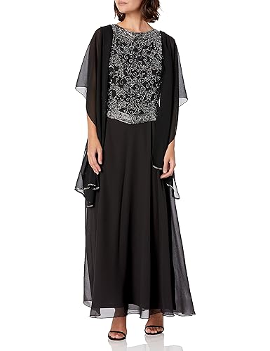 J Kara Women's Petite Embellished Top Mock Piece Dress with